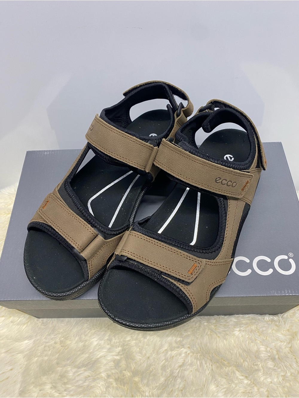NIB! Ecco 690004 Men's Onroads Strappy Adjustable Brown Sandals Size6-6.5/EU40